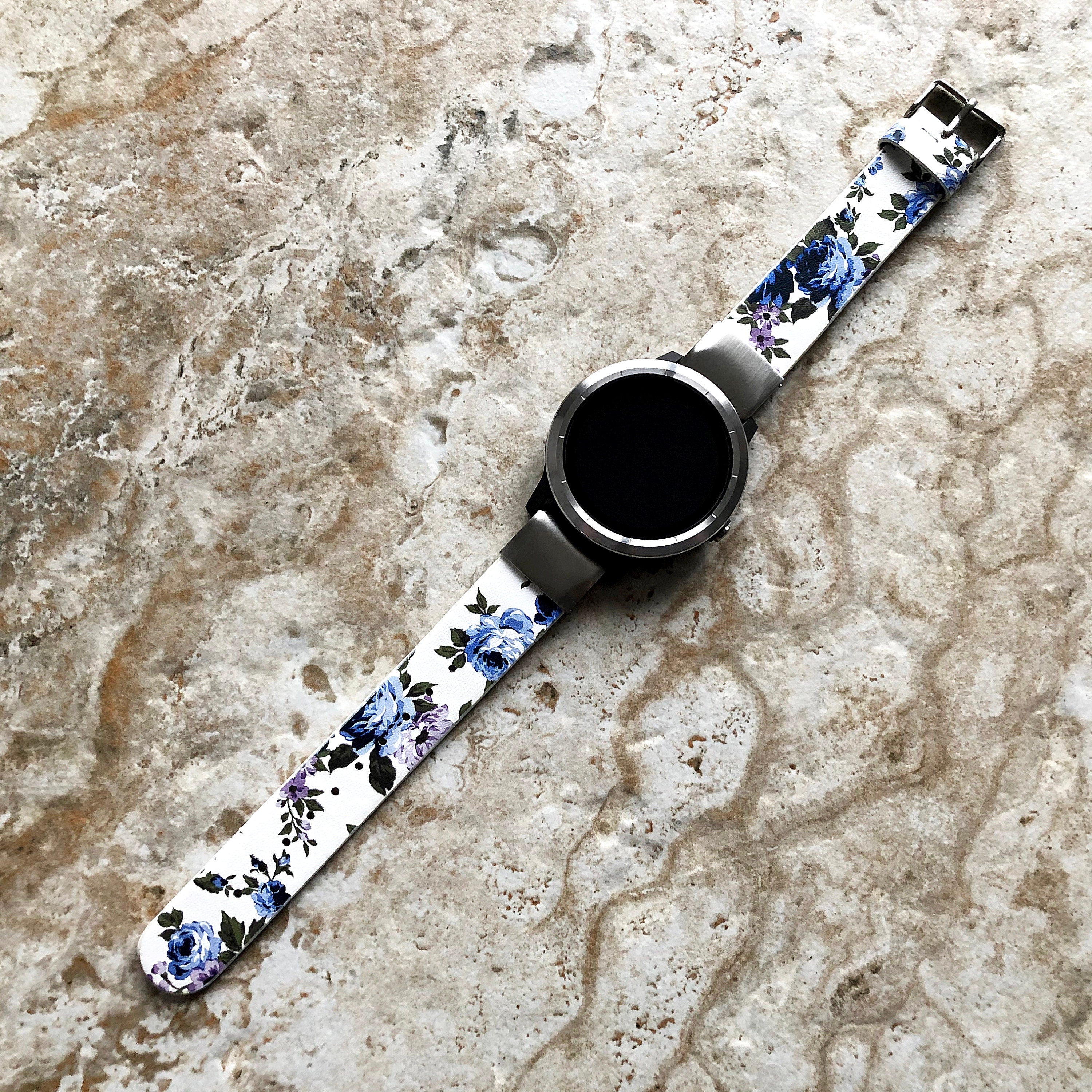 Garmin Blue Floral FL2 Band for epix Pro Gen 2 42mm and fenix 6S Pro 5S fenix 5S Plus Leather Bracelet Quick Fit Watch Strap A20B18